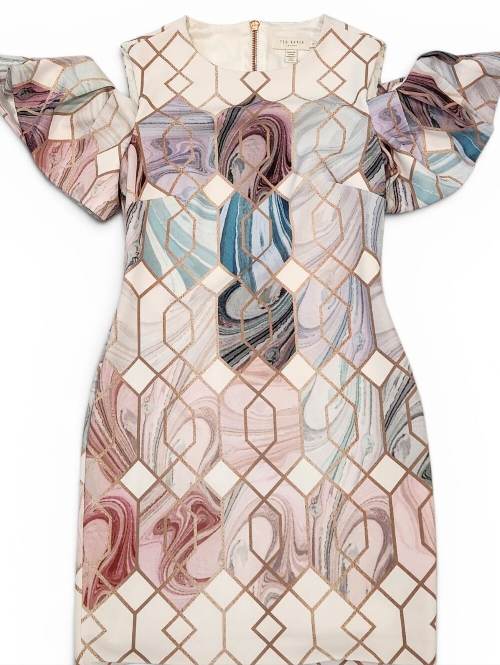 Ted Baker London Krimba Sea of Clouds Dress Size 1 Double Lined